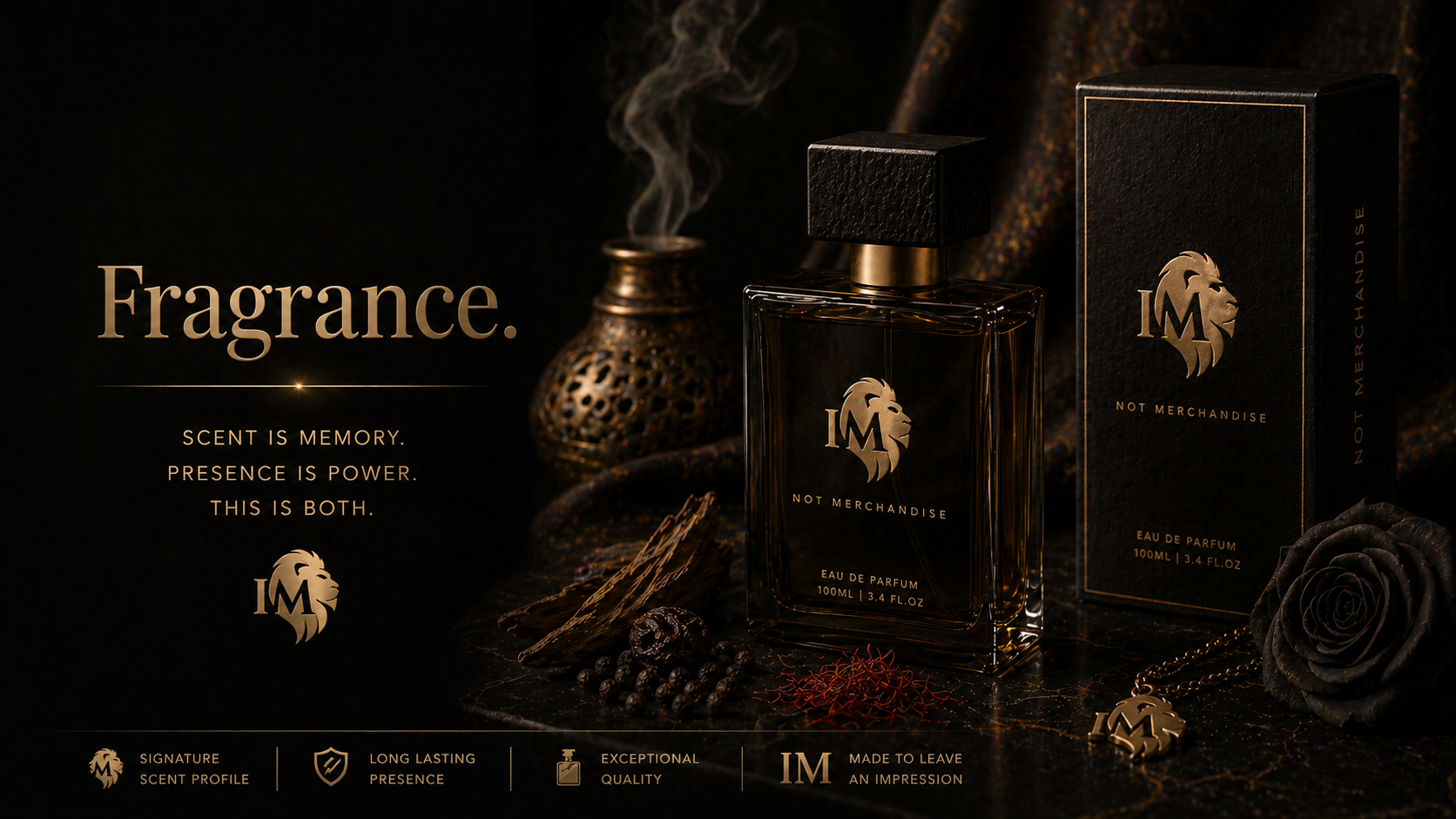 I M fragrance bottle and packaging